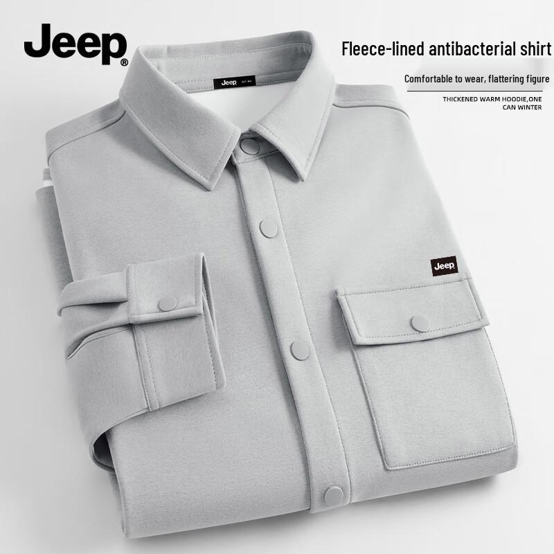 Men s JEEP 5A Anti-Bacterial Fleece-Lined Long Sleeve Shirt XL