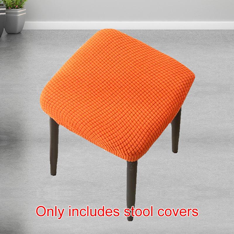 1Pc Stool Cover Dustproof Polyester Elastic Stool Chair Covers Removable Square Seat Cover Solid Color Chair Covers