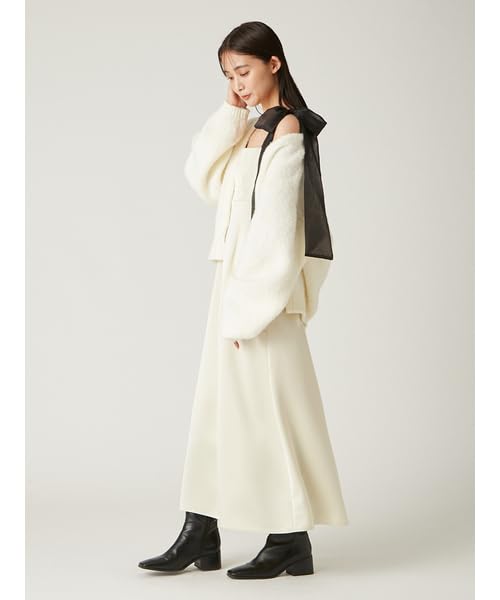 Cardigan Ribbon Shoulder Dress