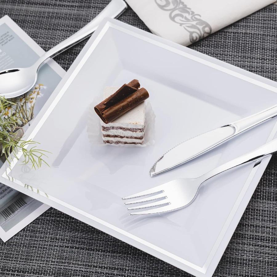 

Набор пластиковых столовых приборов серебристого цвета, 200 шт. Прочные ложки и вилки. Серебристые пластиковые столовые приборы, включая 100 вилок, 50 ложек, 50 ножей United States