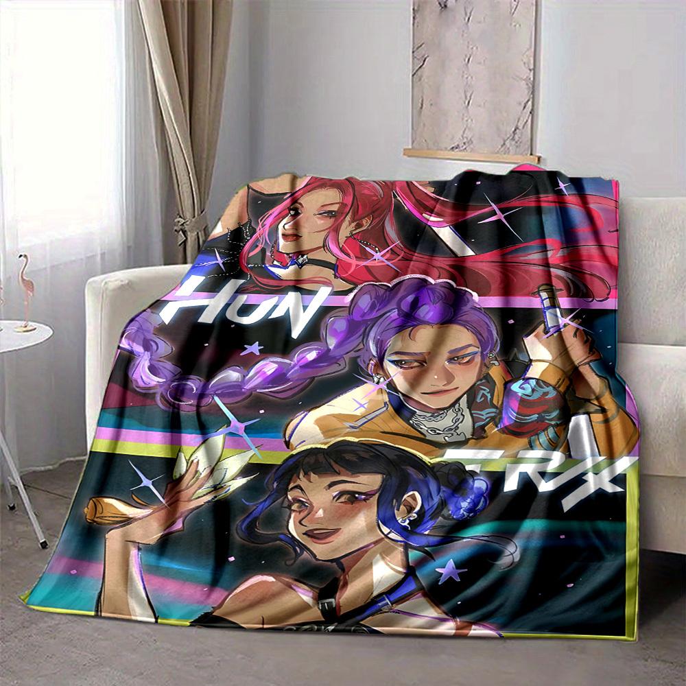 1pc Huntrix, K POP Soft Comfortable Blanket Digital Print, All Season Multipurpose Knit Fabric Bedding, Office, Sofa Home Decor Blanket