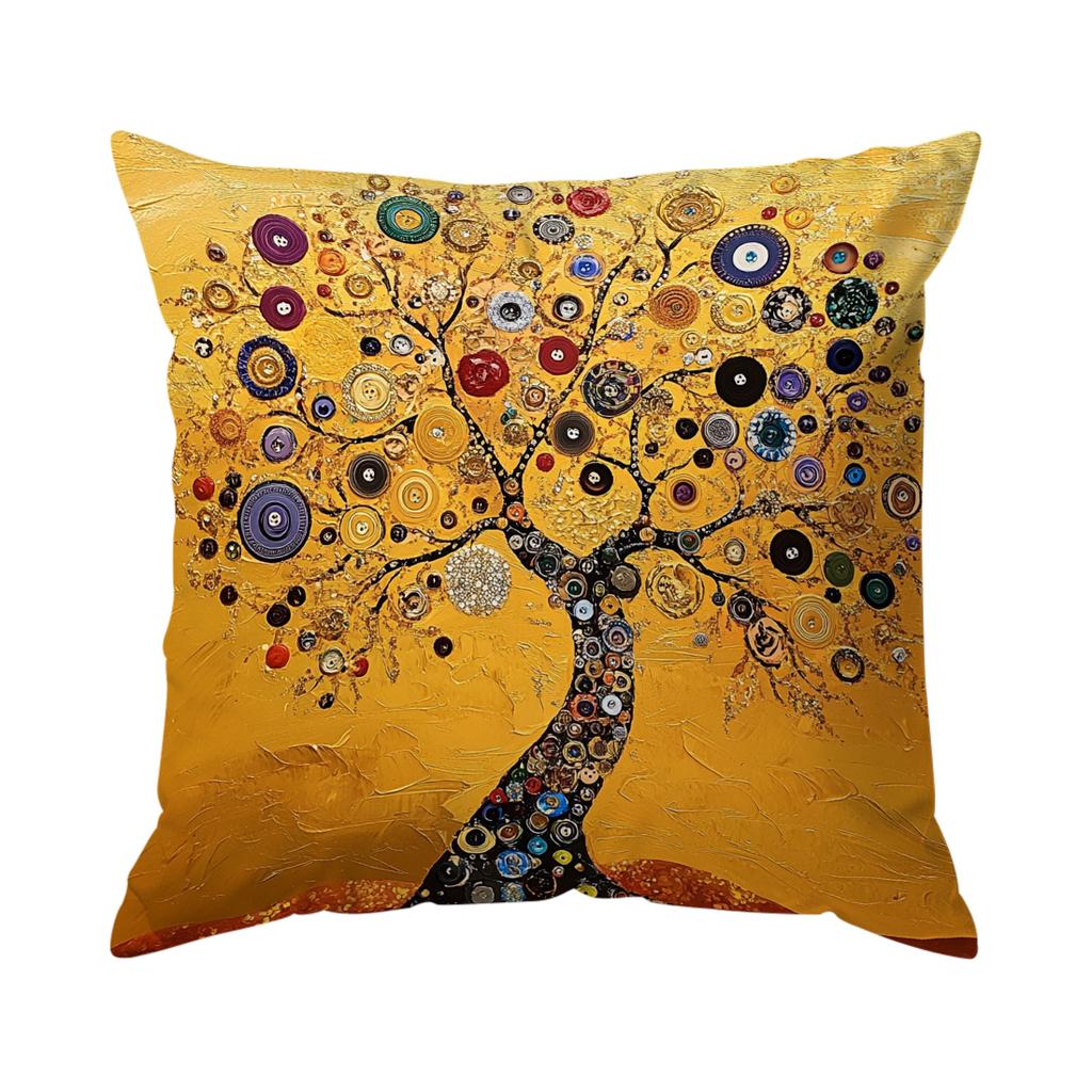 Retro Tree Of Life Cushion Pillowcase Printed Polyester 45X45Cm Throw Pillowcover Decorative Sofa Cushion Pillowslip Home Decor