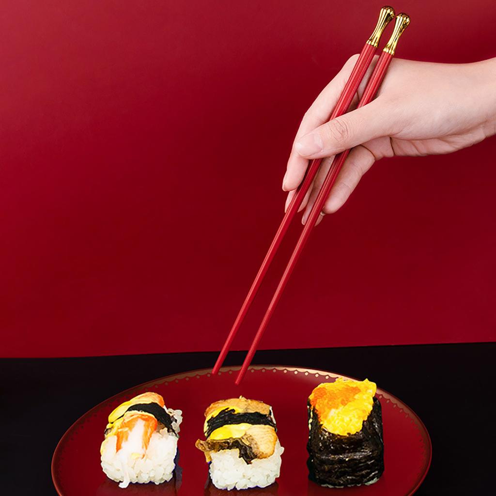 5Pairs Red Festival Chopsticks Set Anti Slip Sushi Chopstick Durable Chinese Style Alloy Chopsticks Easy To Clean Reusable