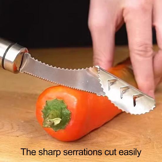 2Pcs Chili Pepper Core Remover Spiral Tooth Descaling Machine Easy Grip Kitchen Cutter Slicer for Peppers Cucumbers Bitter Melon