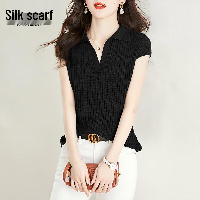 Sybirshe Women s Slim-fit Ribbed Short Sleeve Knit Top XL