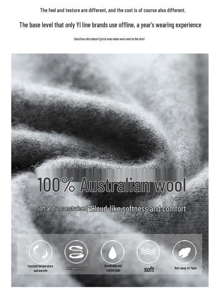 Men's Cross-Border Exclusive 100% Wool Half-High Neck Loose Knit Pullover Sweater