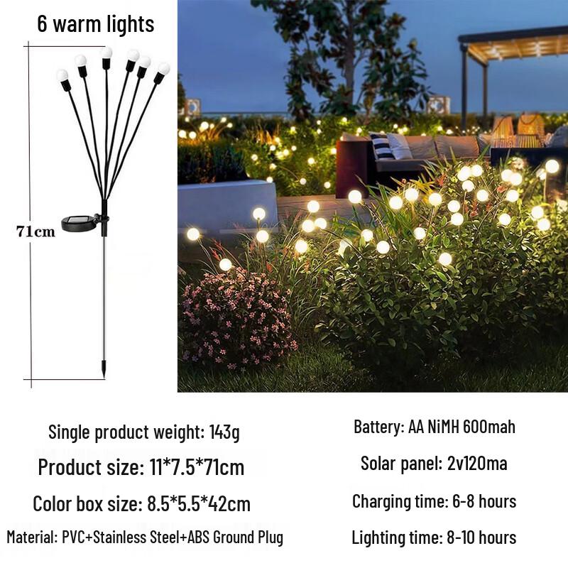 Solar Powered Firefly Swaying Garden Lights