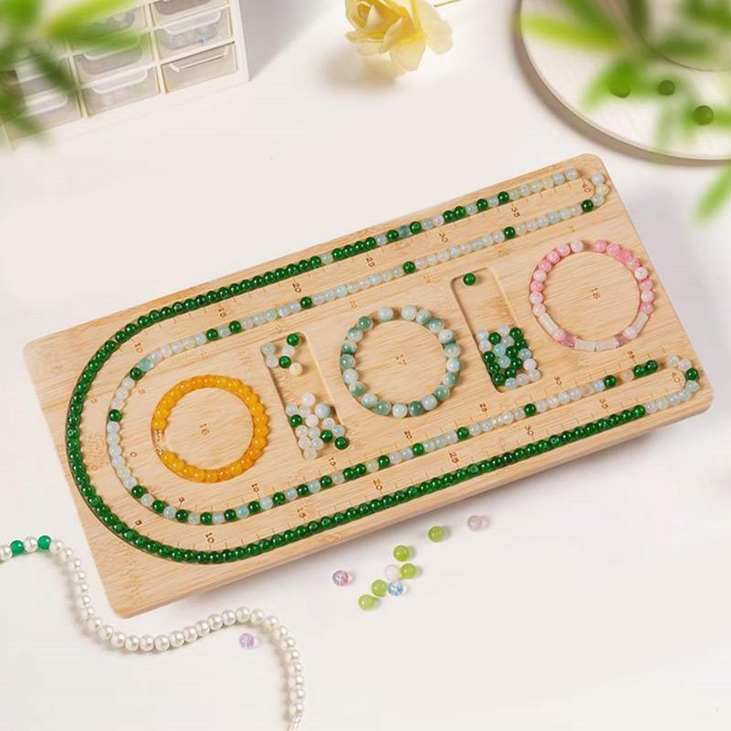 Convenient Wood Board Plate Beading Tray Jewelry Beading Board Craft Bracelet Stand Store Display Plate for Table