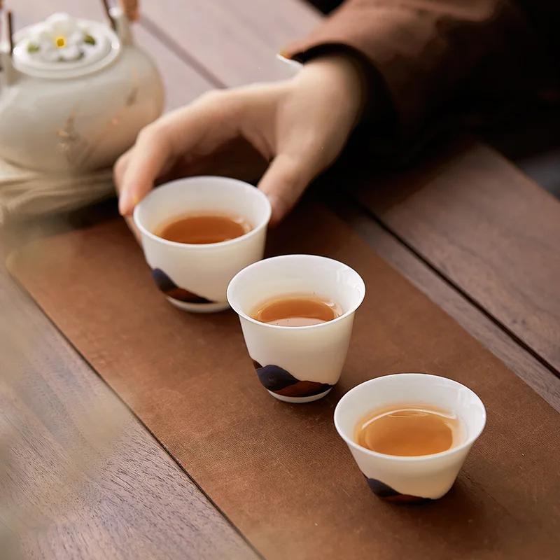 White porcelain set cup mountain river master cup kung fu tea set small cup tea cup personal tea cup modern Chinese style