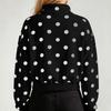Women's Long Sleeve Half Zip Polka Dot Sweatshirt