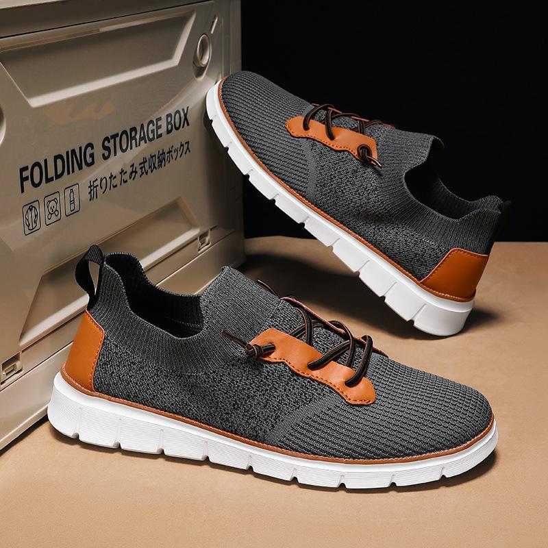 

Sneakers men s 2025 fly-woven mesh shoes British Block style casual shoes one-pedal lazy loafers 48 серый