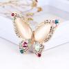 Colored Diamond Cat's Eye Butterfly Brooch Realistic Simple Stone Design Women's Fashion Temperament Versatile Daily Corsage Pin Jewelry