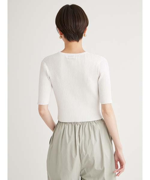 Emi Eco Half Sleeve Knit White Top, 13WNT251055, Women's,