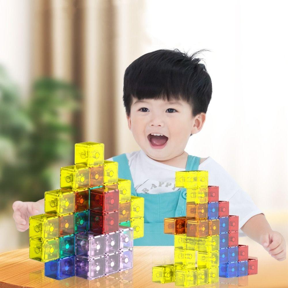 STEM Toy Magnetic Cube Plastic Puzzle Building Blocks Cube Building Toys Magnetic Holiday Gifts