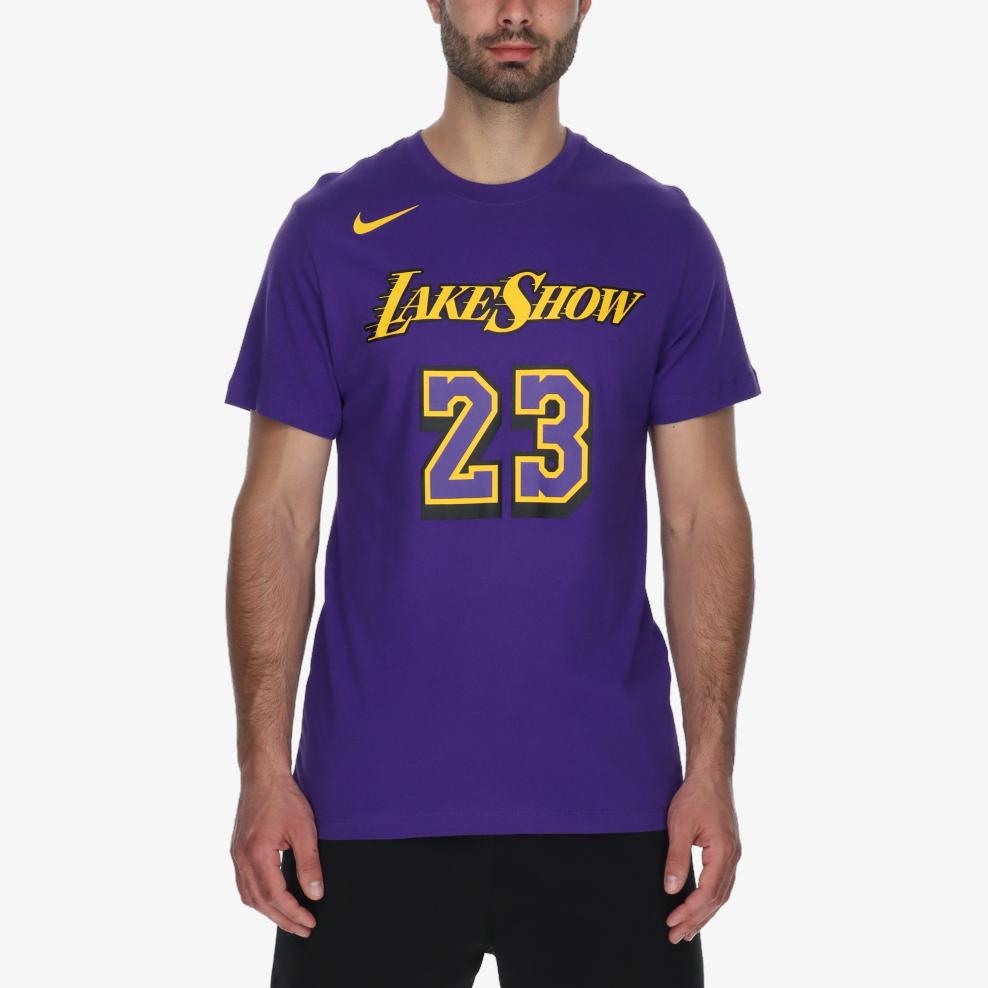 Nike X NBA Los Angeles Lakers FW24 Essential City Edition Pulower z okrągłym dekoltem Koszulka z krótkim rękawem Męskie T-shirty Dziki Fiolet HJ2763-507