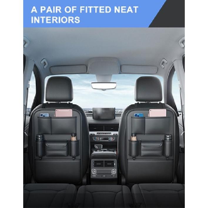 Car Seat Back Storage Bag Organizer Tablet Holder Leather Waterproof Accessory