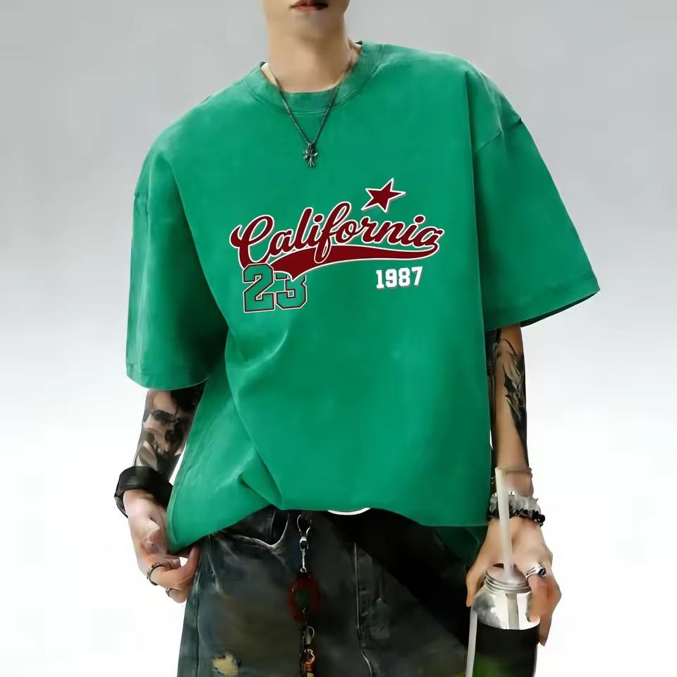 Summer Hot Selling New Men's Gothic Letter Tiger Print Comfortable and Breathable Round Neck T-shirt Outdoor Street Style Top