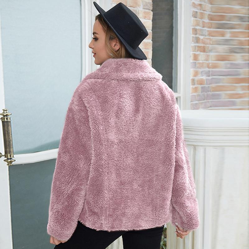 Inverno pele real velo fuzzy falso quente shearling jaqueta curto casaco de pelúcia com bolso