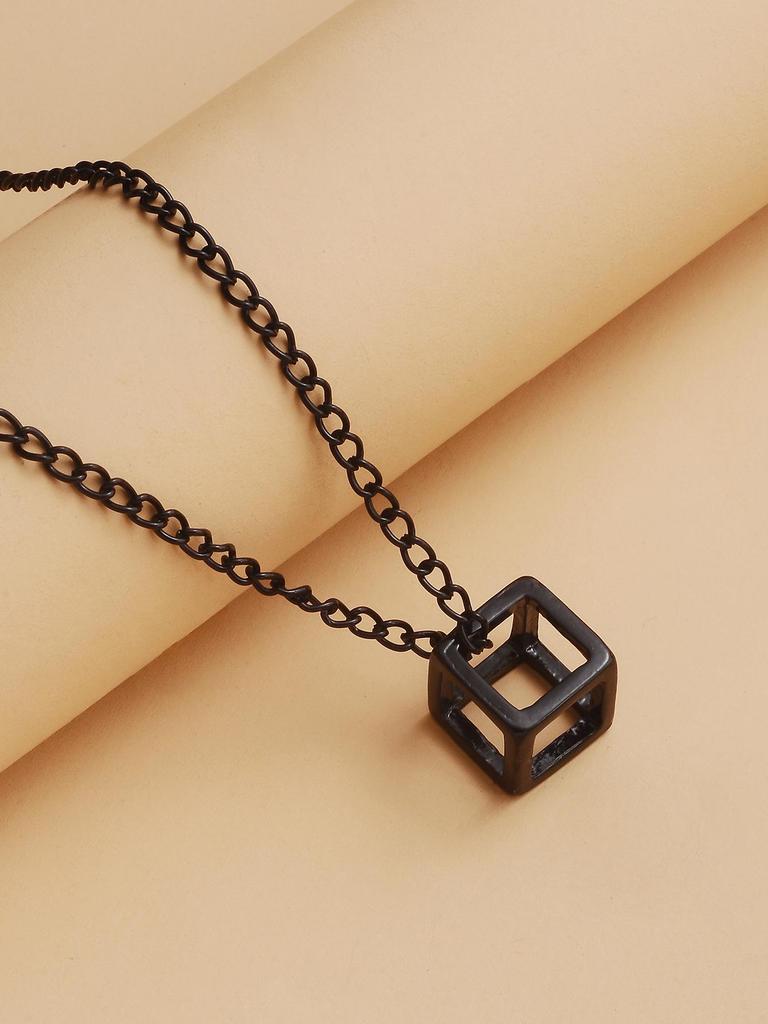 Trendy European-American Cube Necklace Sweater Chain