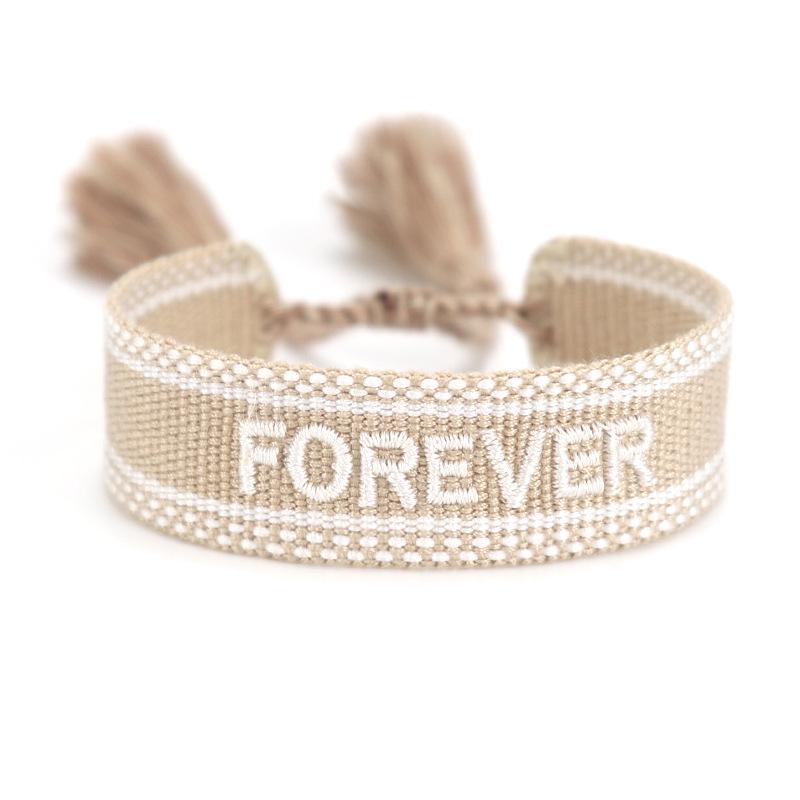 Handmade European Style Embroidered Love Bracelet with Tassels for Girls