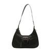 Popular bag women's 2026 new fashionable retro texture single shoulder underarm bag leather buckle crossbody crescent bag