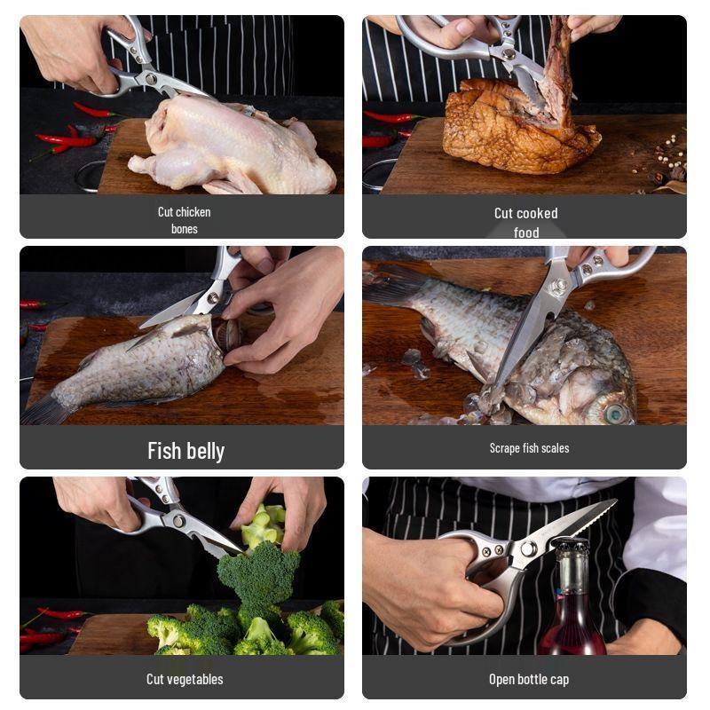 SK5 Stainless Steel Multifunctional Kitchen Scissors for Chicken, Barbecue, and Household Use