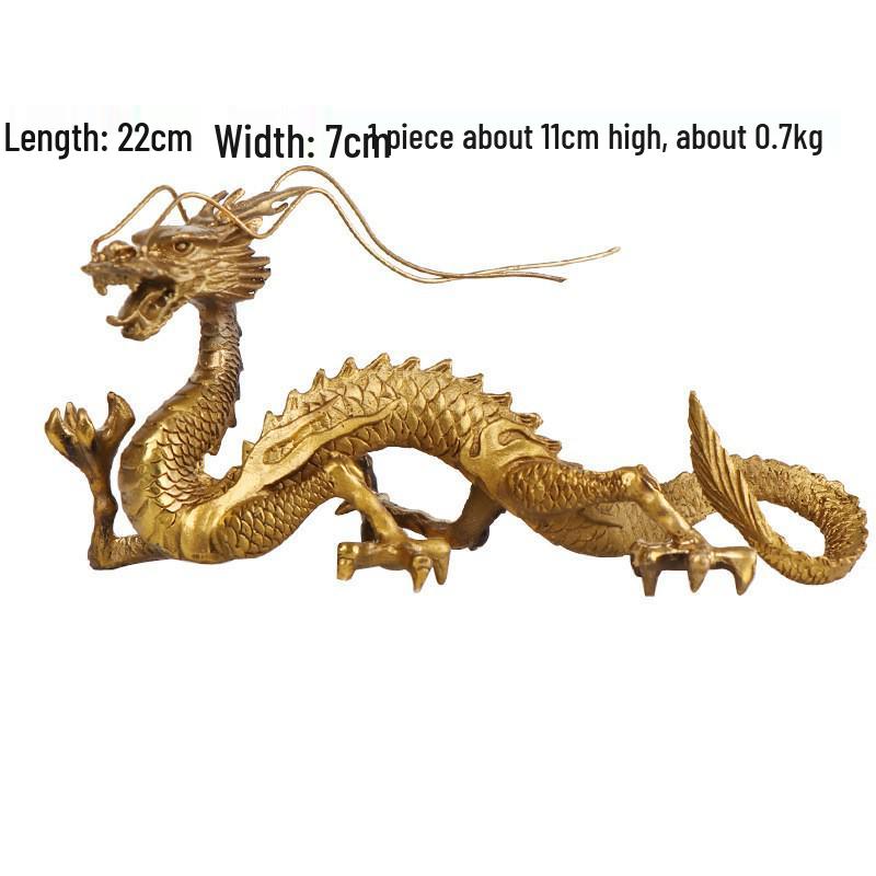 Copper Five-Clawed Dragon Ornament: Auspicious Chinese Zodiac Decoration for Home or Office