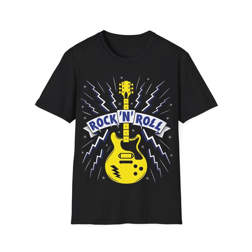 

Rock n Roll Guitar Unisex Softstyle T-Shirt, Music Fan Top, Men s Women s Tee 4XL