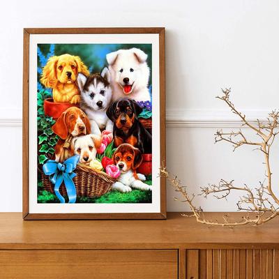 Pintura de diamante 5D Diy, conjunto de punto de cruz de perrito, mosaico completo de bordado de diamantes, imagen artística de diamantes de imitación, regalo de decoración