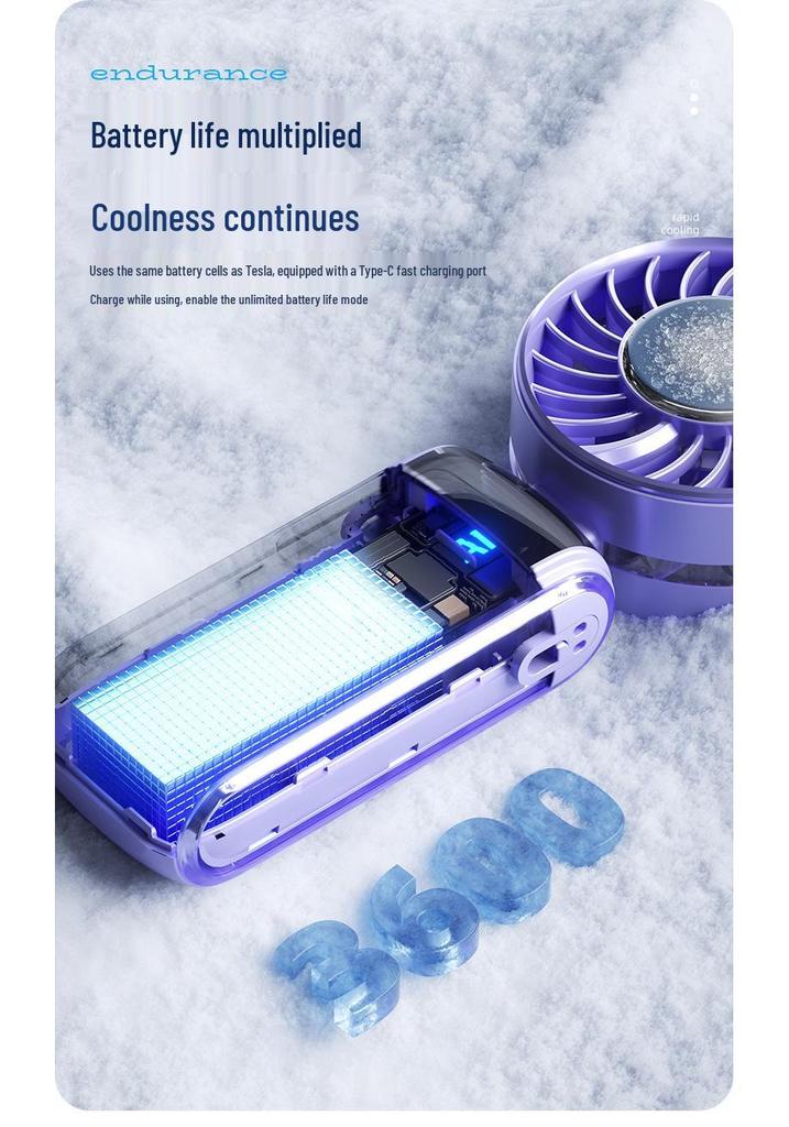 2026 Mini Handheld Fan: Portable, Folding, Neck-Worn with Digital Display & Semiconductor Cooling.