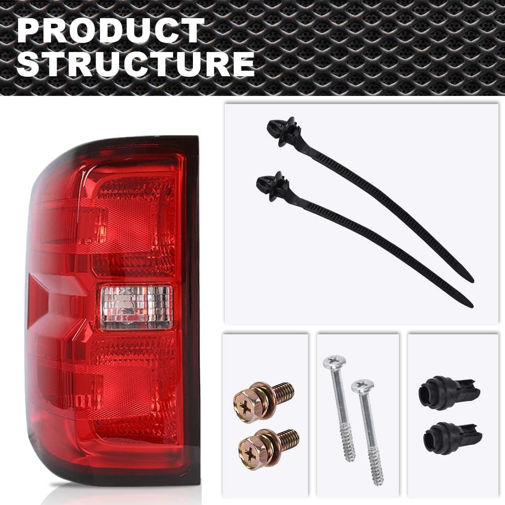 Rear Tail Lights Assembly Red Lens Left Driver Side Compatible With Chevy Silverado 1500 2014-2018/Fit Chevy Silverado 1500 Limited 2019
