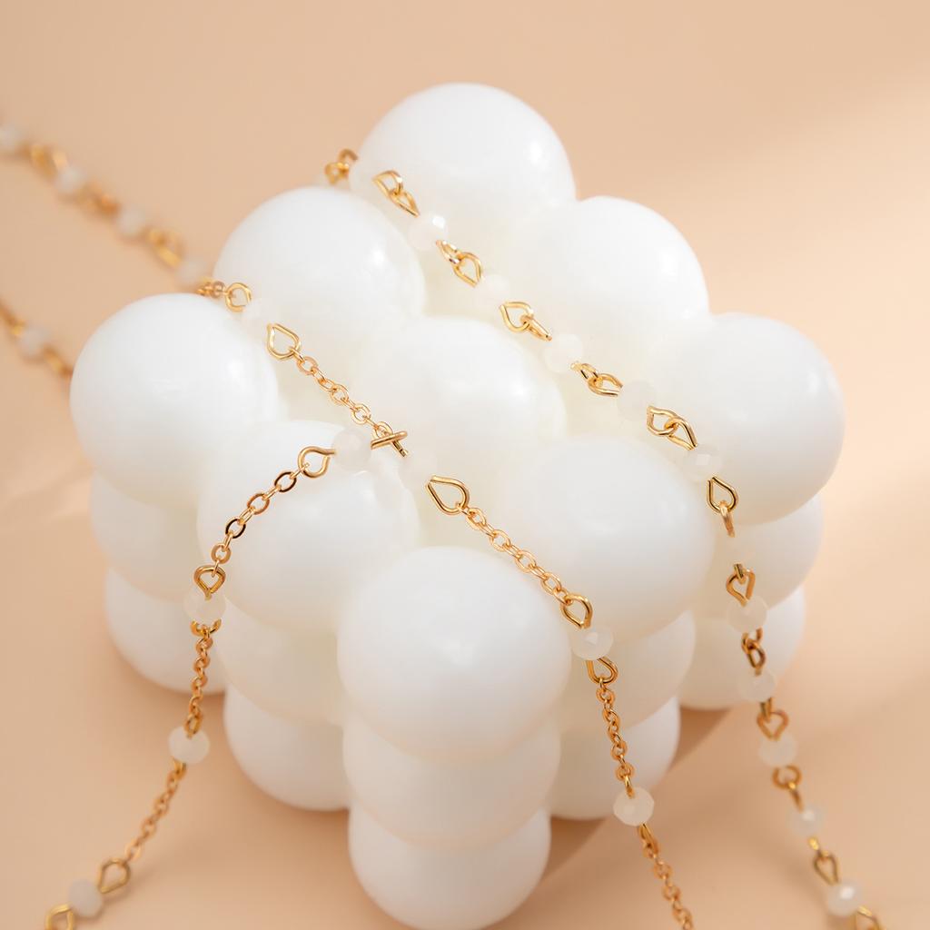 Accessories, Temperament Business Double-layer Necklace, Simple Imitation Crystal Handmade Chain Fringed Necklace Women