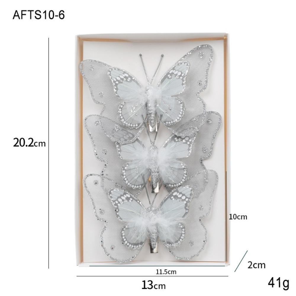 3/6/10Pcs Plastic DIY Artificial Butterfly Decoration Pendant Hanging Ornament Christmas Tree Ornament New Year