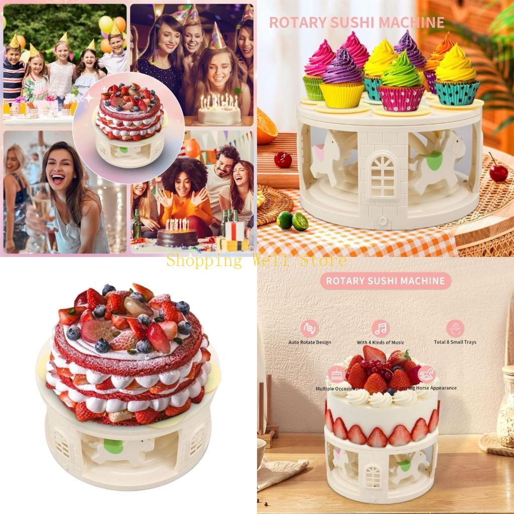 KX4B Table Display Stand Swing Tray Turntable Double Layer Revolving Dessert Machine China Mainland