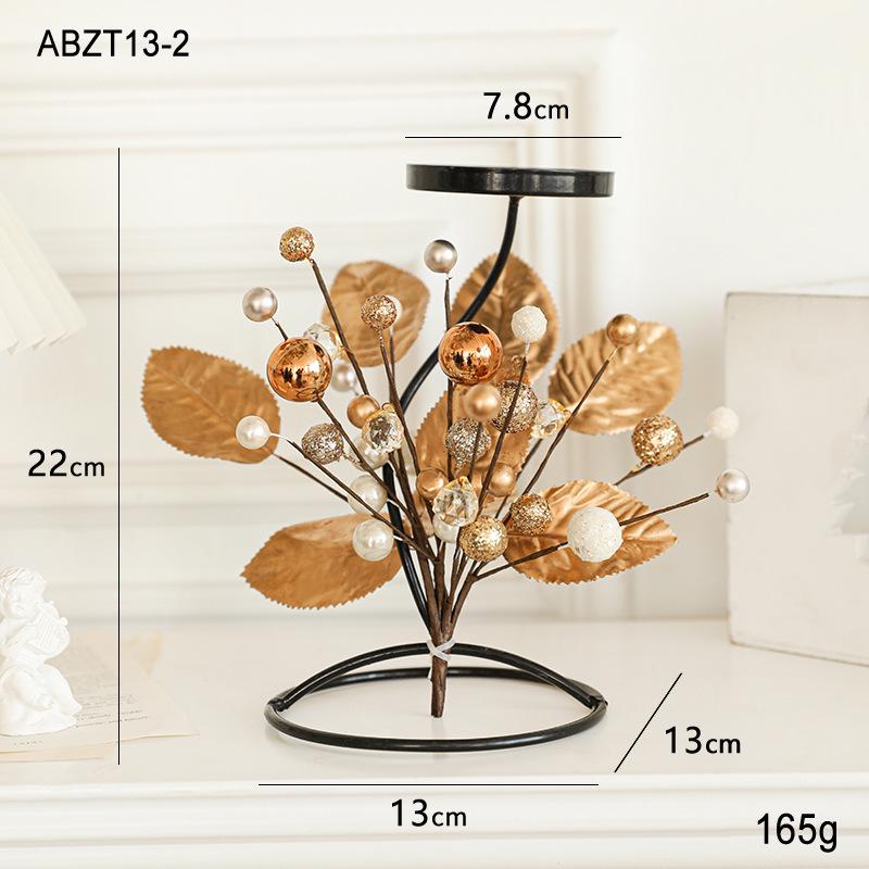 Luxury Wrought Iron Christmas Candle Holder Wreath for Dining Table Decor