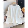 Round Neck Irregular Zipper Slit Top for Women with Summer Temperament