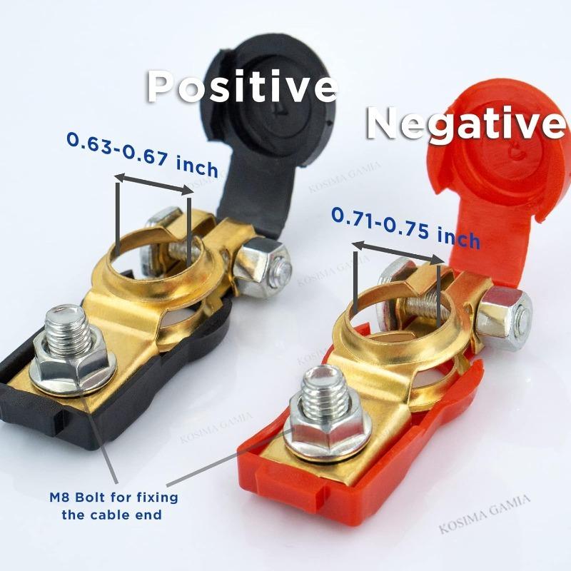 1 Pair Universal Car Battery Terminals Cable Terminal Clamps Connectors Positive and Negative Red and Black Battery Connector