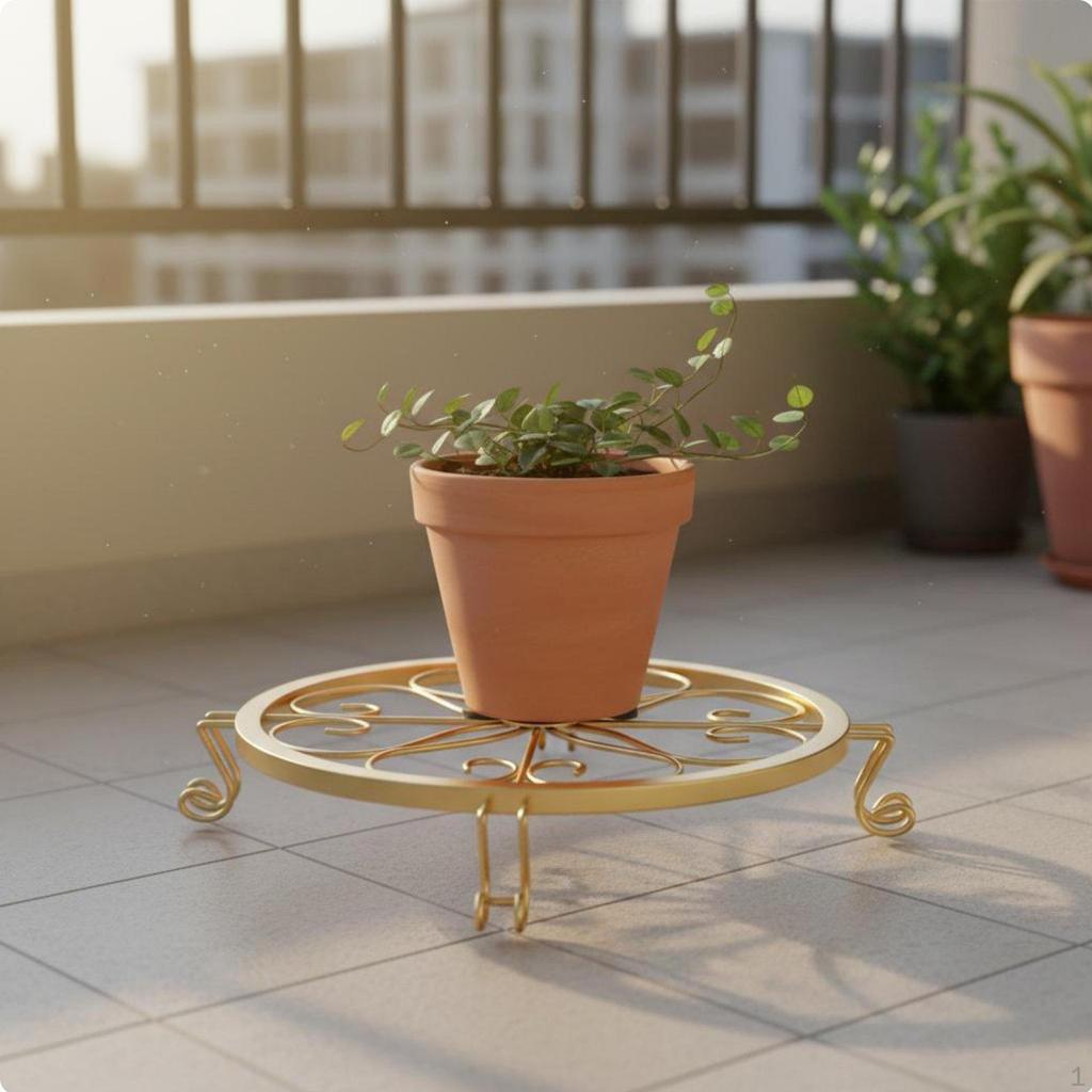 Iron Flower Pot Stand Sturdy Floral Space Saving Plant Holder Rack for Balcony, Indoor,
