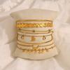 18K Gold Plated CZ Layered Bracelet Set for Women Stainless Steel Pearl Moon Hammered Coin Bangle Daily Gift  Custom