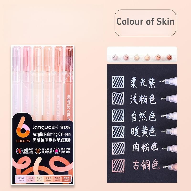 6pcs Acrylic Paint Markers Gel Ink Vintage Marker Liner 1.0mm Fine Tip DIY Craft Painting Drawing Stationery Gift