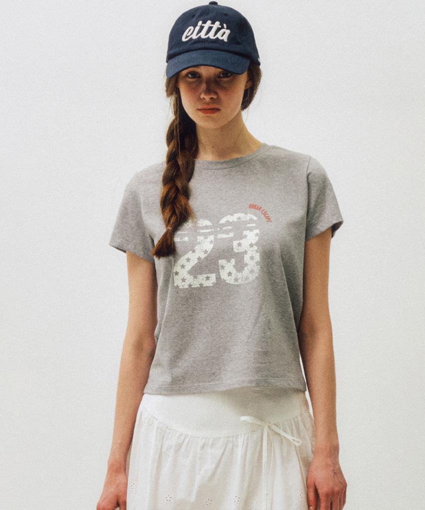 CITTA Retro Star Number 23 T-Shirt_Ctt378 (Melange Gray)