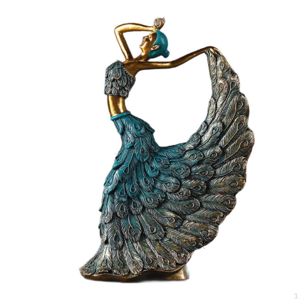 Elegant Peacock Dance Figurine Decorative Dancing Woman Sculpture Artistic