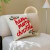 Christmas Embroidered Tufted Throw Pillow Luxe Polyester Decorative Cushion For Sofa Bedroom Holiday Home Decor