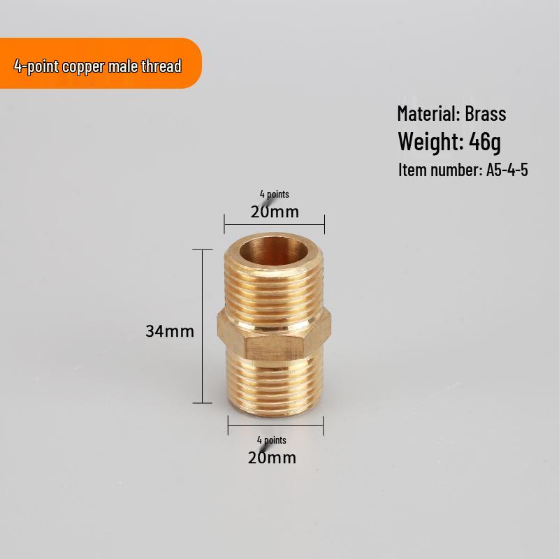 4-Point Dual Male Thread Antique Copper Pipe Extension Connector with Double Female Connection.