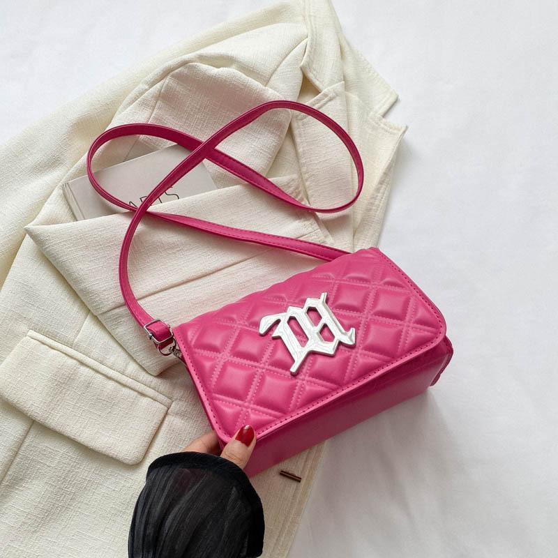 Small square bag rhombus embroidery thread temperament simple small bag women's 2025 early spring new versatile ins shoulder messenger bag