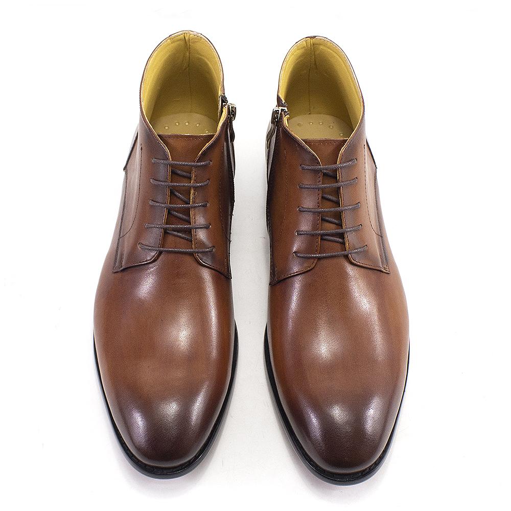 Fashion Luxury Men's Genuine Leather Ankle Boots Male Plain Toe Zipper Derby Shoes Handmade Lace Up Office Formal Basic Boots for Men
