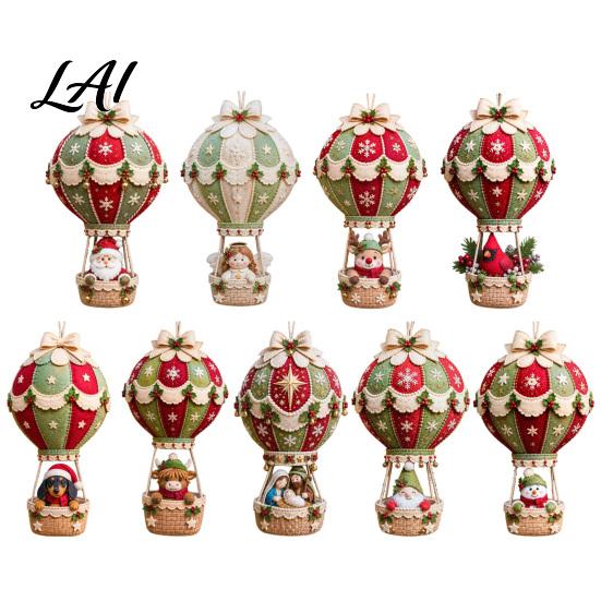 Holiday Handmade Gift Sets DIY Christmas Hot Air Balloon Hanging Ornament Kit 3D Fabric Craft Festive Home Decor Ornaments Project with Santa