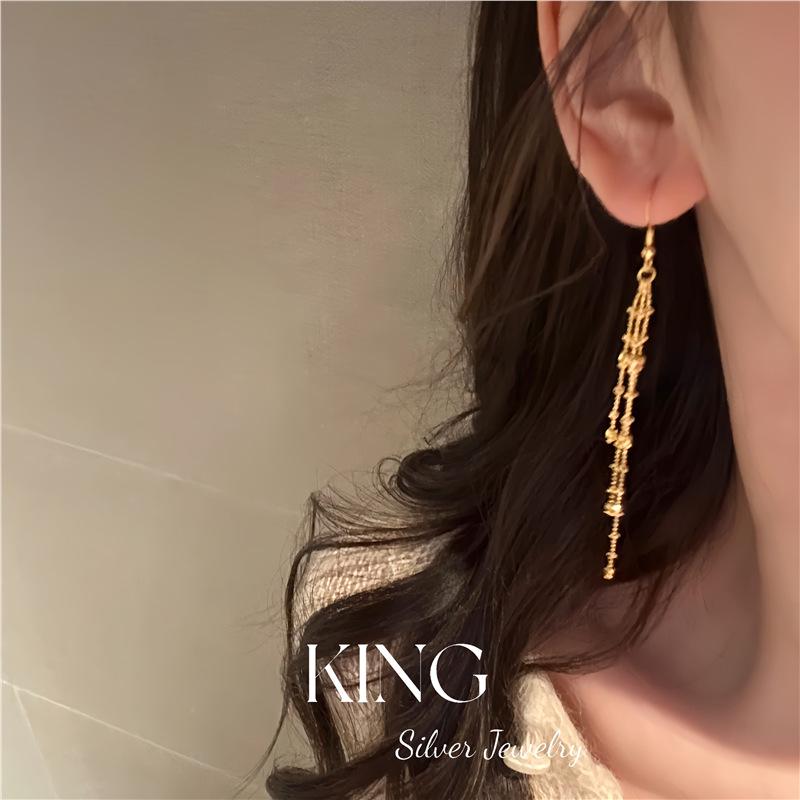 658 Starlight Tassel Earrings | Gold-Plated 925 Sterling Silver Super Sparkle, High-End Luxury Design