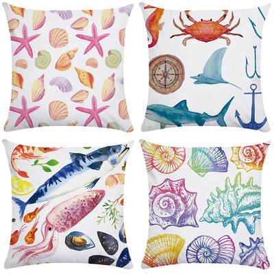 45x45cm Seestern Muschel Krabbe Fisch Kissenbezug Wohnzimmer Sofa Stuhl Bett Weicher Kissenbezug Heimdekoration