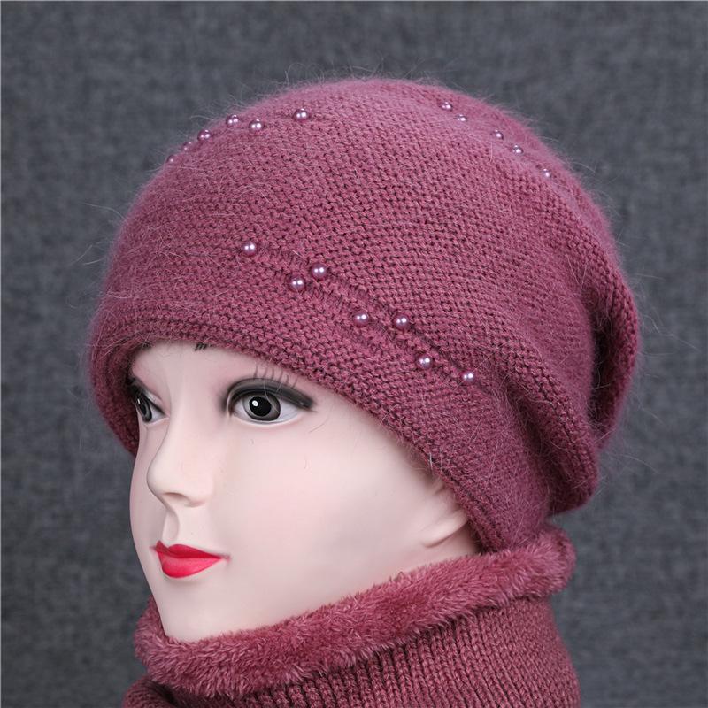 

Stacked wool hats autumn and winter winter hats female warm mother-in-law bag head nightcap hat One size elastic